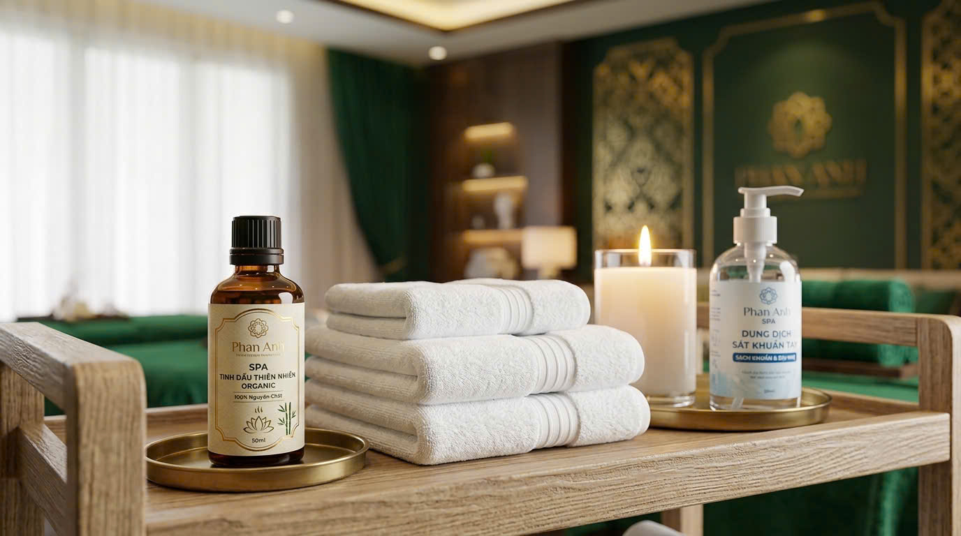 Quy trình chuẩn bị dụng cụ tiệt trùng và tinh dầu organic trước khi massage yoni