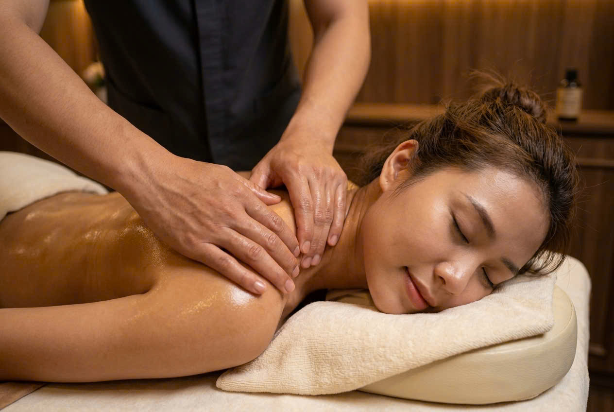 Quy trình massage yoni chuẩn trị liệu và xoa bóp cổ vai gáy cho nữ tại Quận 7