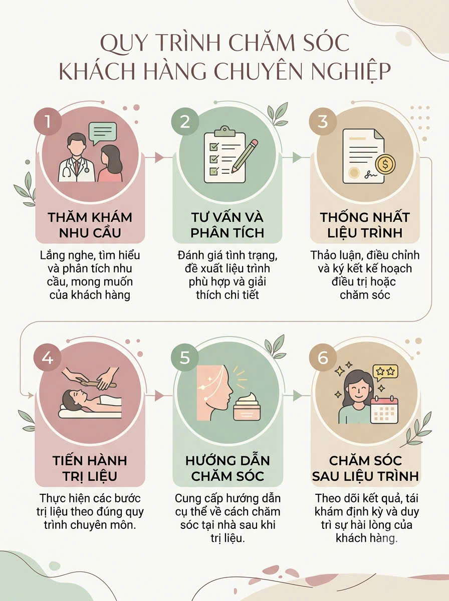 Infographic quy trình 6 bước massage yoni chuyên nghiệp chuẩn y khoa
