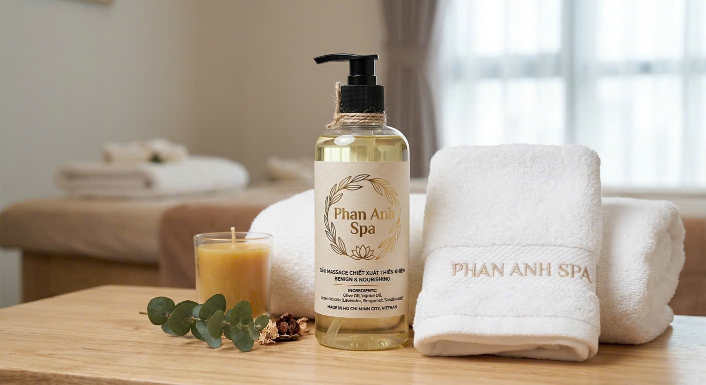 Dầu massage organic thiên nhiên an toàn và dụng cụ tiệt trùng chuyên nghiệp