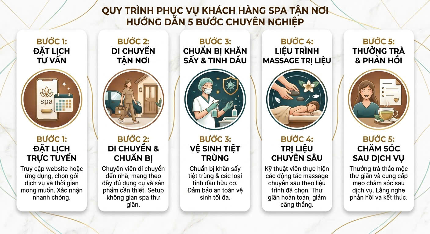 Quy trình 5 bước massage tận nơi cho nữ chuyên nghiệp của Phan Anh Spa