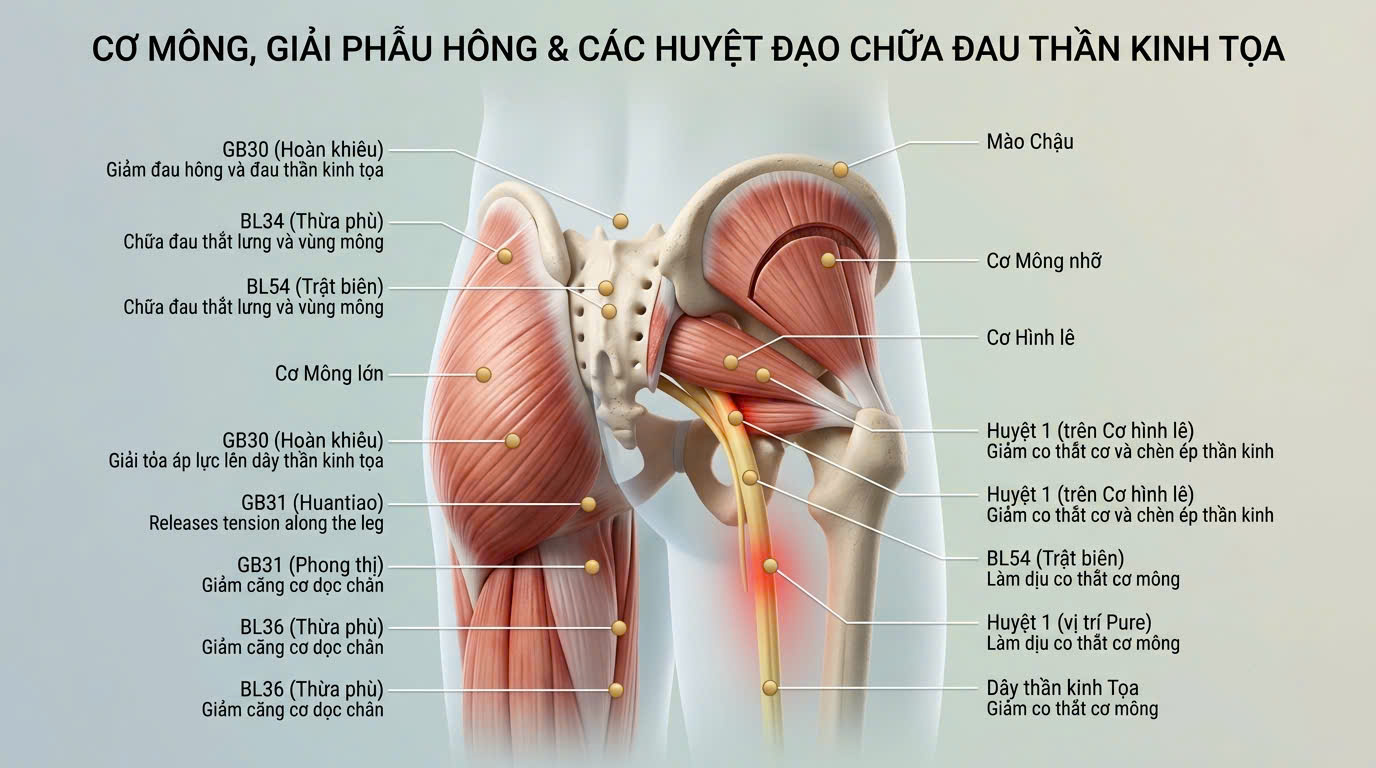 Massage mông cho nữ giúp giảm đau dây thần kinh tọa và giải tỏa căng cơ vùng chậu